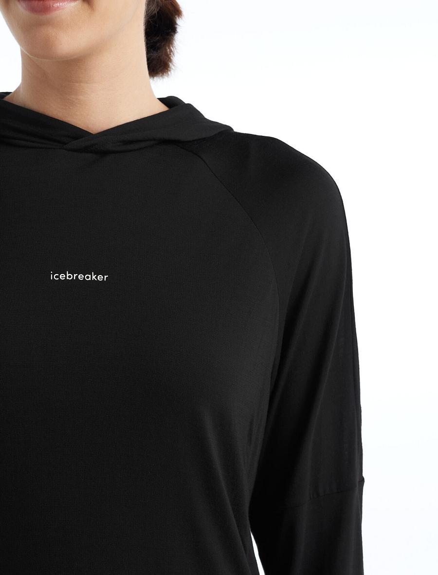 Long Sleeve Icebreaker Cool-Lite™ Merino Hoodie Damskie Czarne | PL 1310YXFU